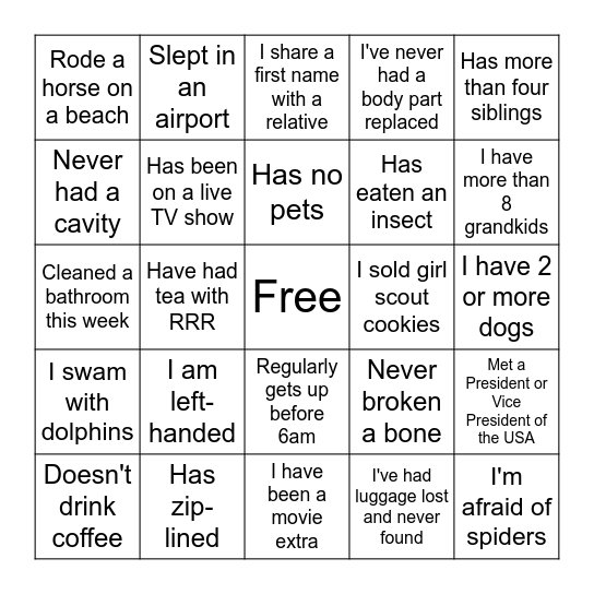 Life’s Colorful Journey- A Bingo Card