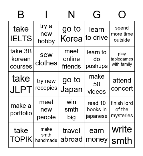 2025 bingo Card