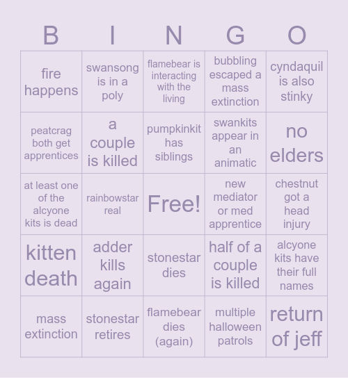 Galaxy Year 24 Bingo Card