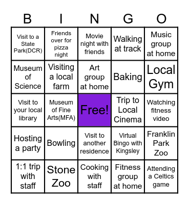 Community Connections Bingo Card