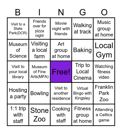 Community Connections Bingo Card