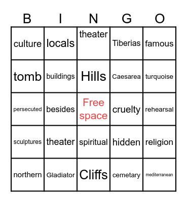 Noya Bingo Card