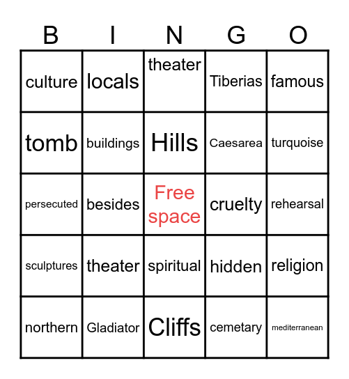 Noya Bingo Card