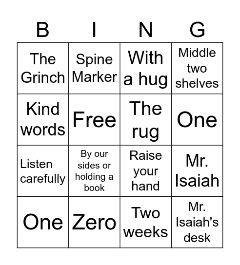 Library Review Bingo Card