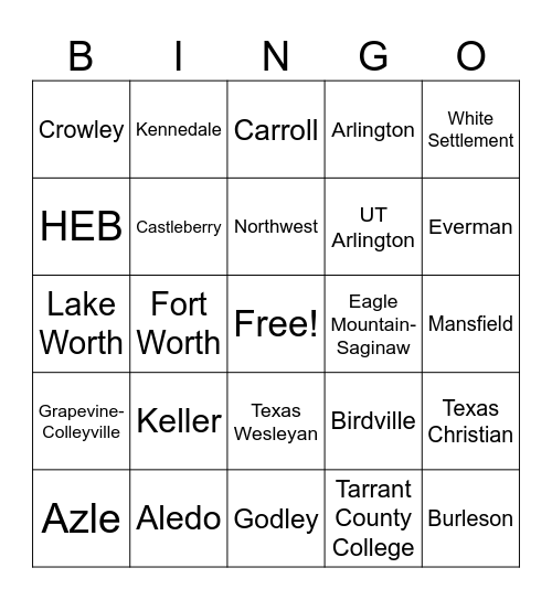 Tarrant County School Closing Bingo Card