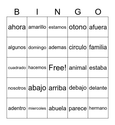 Turquesa Bingo Card