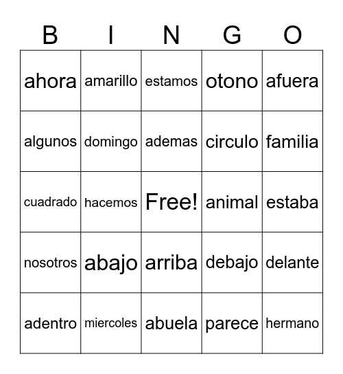 Turquesa Bingo Card