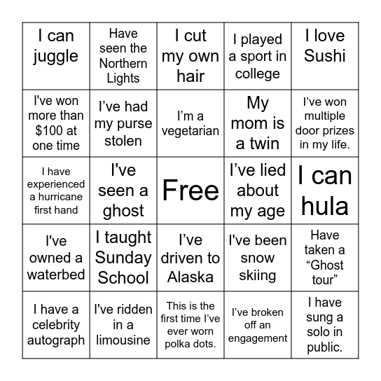 Life’s Colorful Journey- C Bingo Card