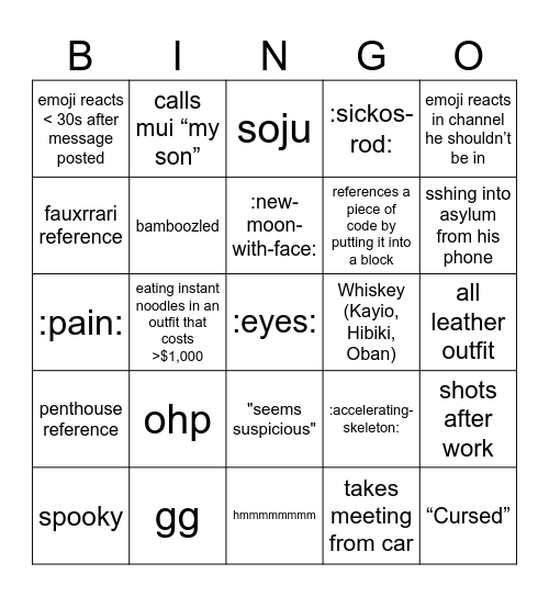 Davy Bingo Card