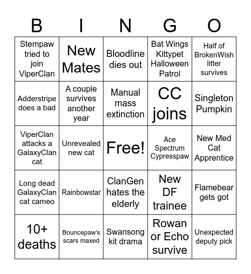 GalaxyClan Y24 Bingo Card