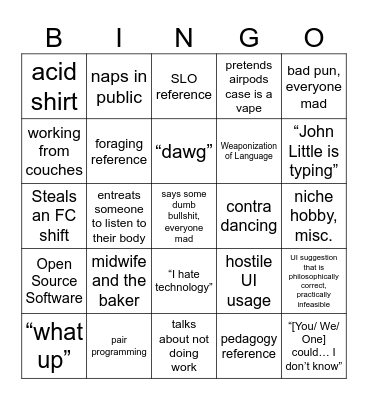 John Little Bingo Card