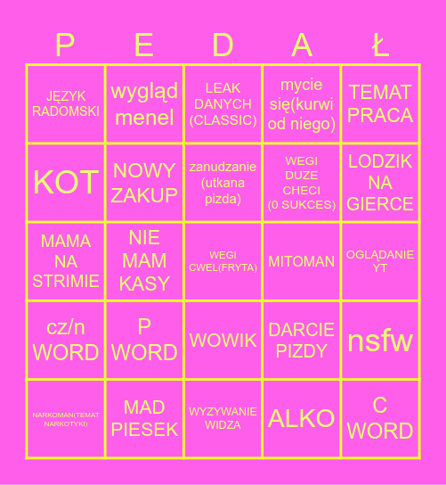 WEGI PEDALIADA Bingo Card