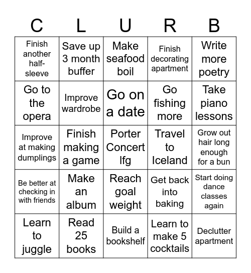 2025 Bingo Card