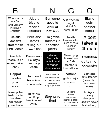 Spring 2025 !!! Bingo Card