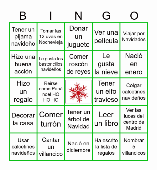 Friend Christmas "Bingo" Bingo Card