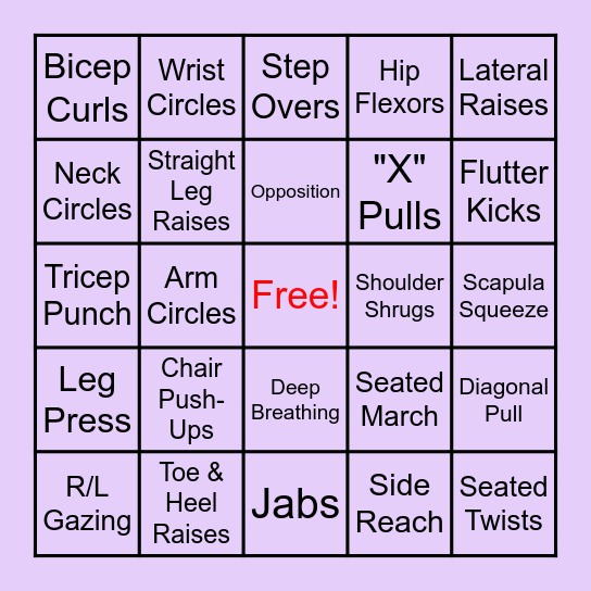 RESTORATIVE BINGO Card