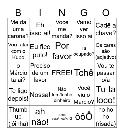 FVV Bingo do Tchê Bingo Card