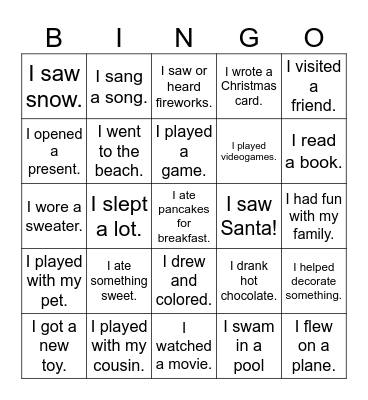 My Christmas Vacation Bingo Card
