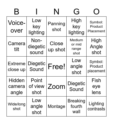 The Truman Show Bingo Card
