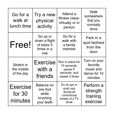 2025 Kickstarter BINGO-Move More Bingo Card