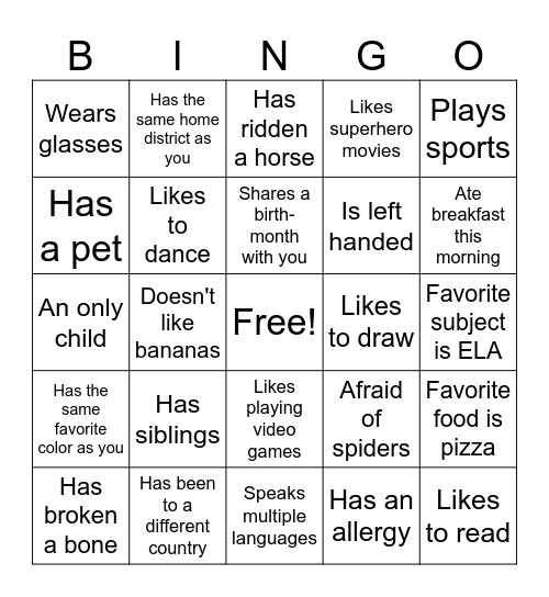 Mr. Holtzman ELA W25 Bingo Card