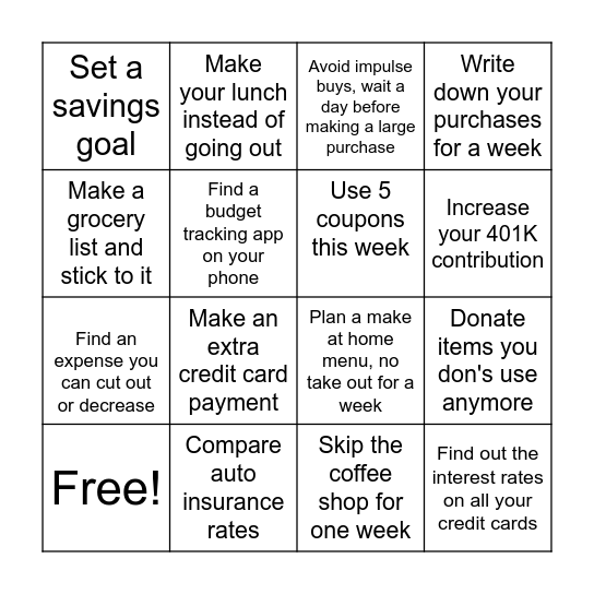 2025 Kickstarter BINGO-Focus on Finance Bingo Card