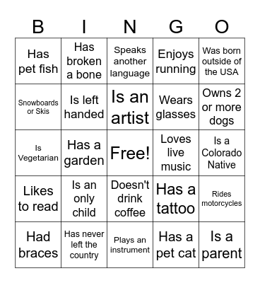 Social Bingo Card
