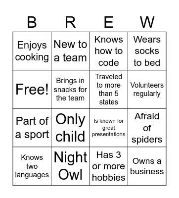 Brew Your Business Bingo Card Bingo Card