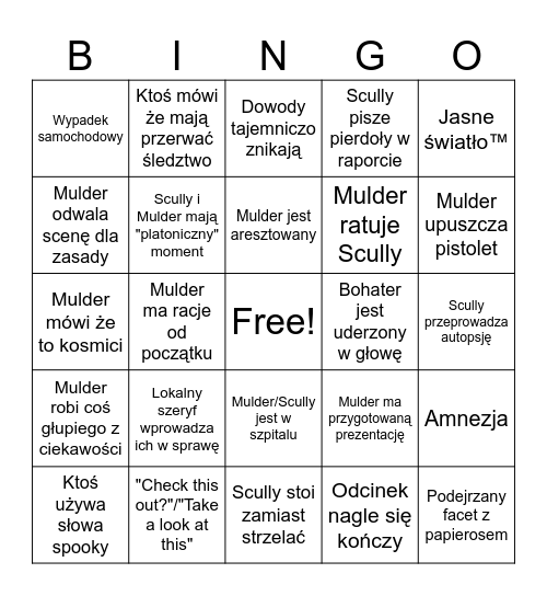 X files Bingo Card