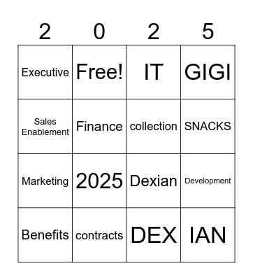 Services 2025 Bingo Card