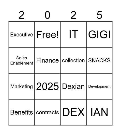 Services 2025 Bingo Card