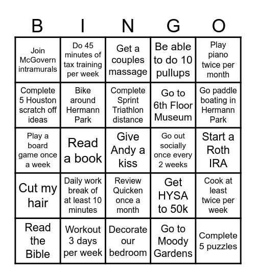 Sarah's 2025 Bingo Card Bingo Card