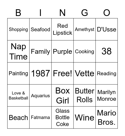 Box Girl Bingo! Bingo Card