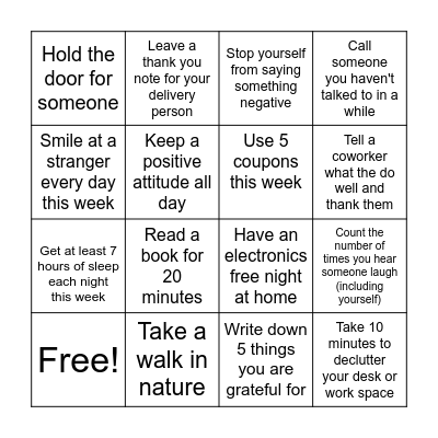 2025 Kickstarter BINGO-Stress Less Bingo Card