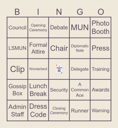 Admin Staff Bingo Card