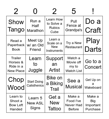 New Years Bingo Card Bingo Card