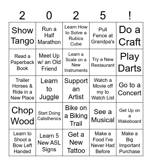 New Years Bingo Card Bingo Card