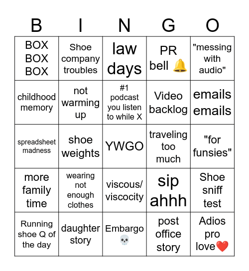 KRC Podcast Bingo Card