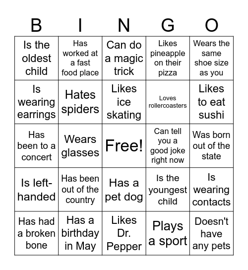 Find someone who... Bingo Card