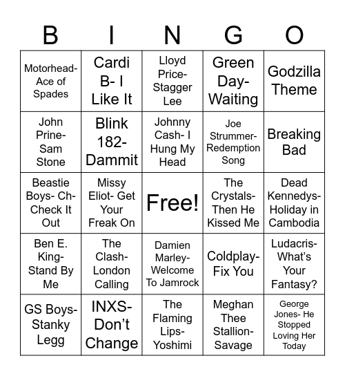 Radio Bingo Matt's Favorites Bingo Card