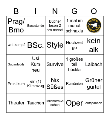 New Year Bingo Card