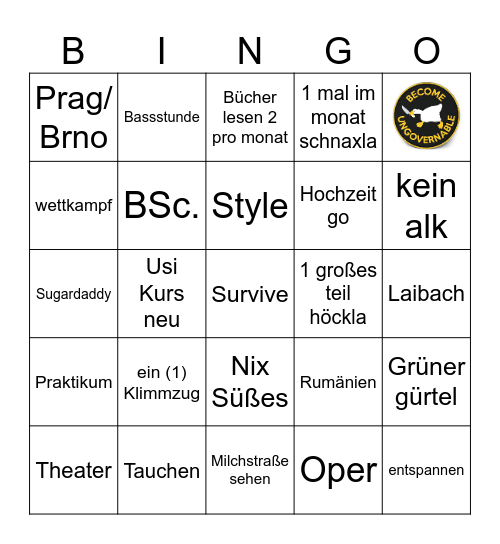 New Year Bingo Card