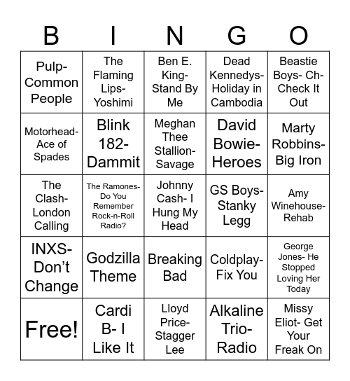 Radio Bingo Matt's Favorites Bingo Card