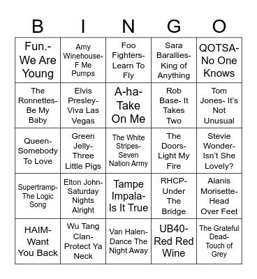Radio Bingo Three Word Title Bingo Card