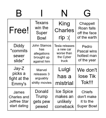 2025 Bingo Card Bingo Card