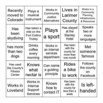 Ice Breaker Bingo Card