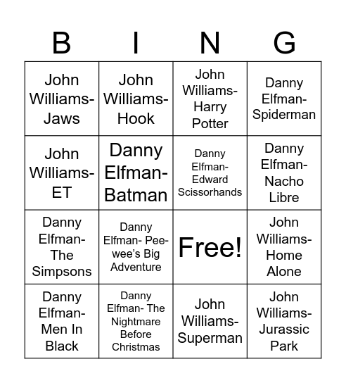 Radio Bingo Composer Battle Bingo Card