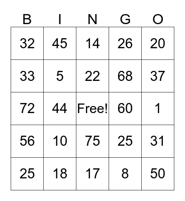 Environmental Services Week Bingo Card