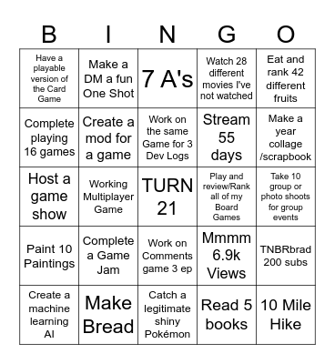 2025 Bradley Bingo Card