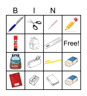 SCHOOL OBJECTS Bingo Card